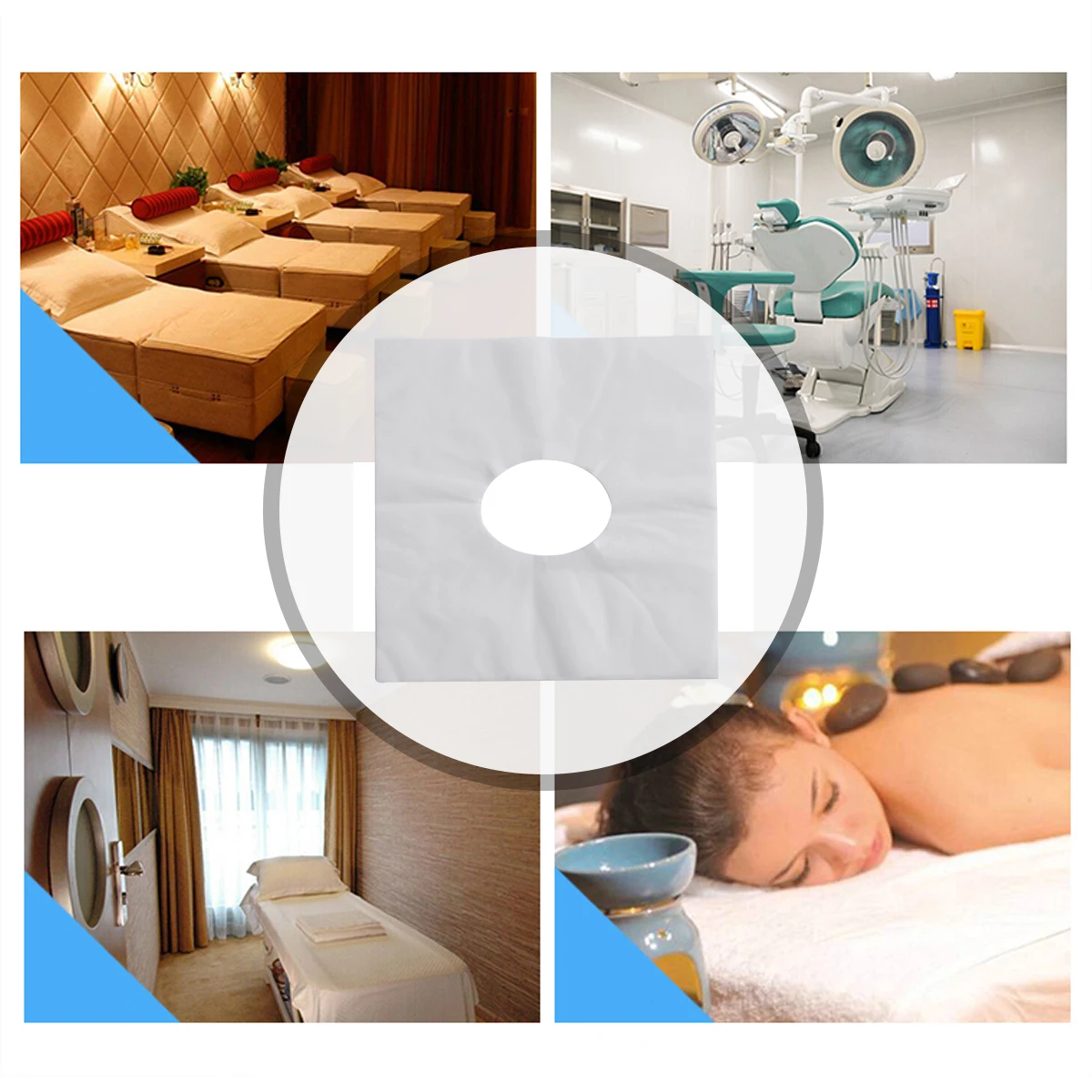 

100 Pcs Bed Pillow Towel Cover Women Face Massage Hole Mat Salon Non Woven Fabric Mask Disposable Hygienic Soft Foldable Beauty