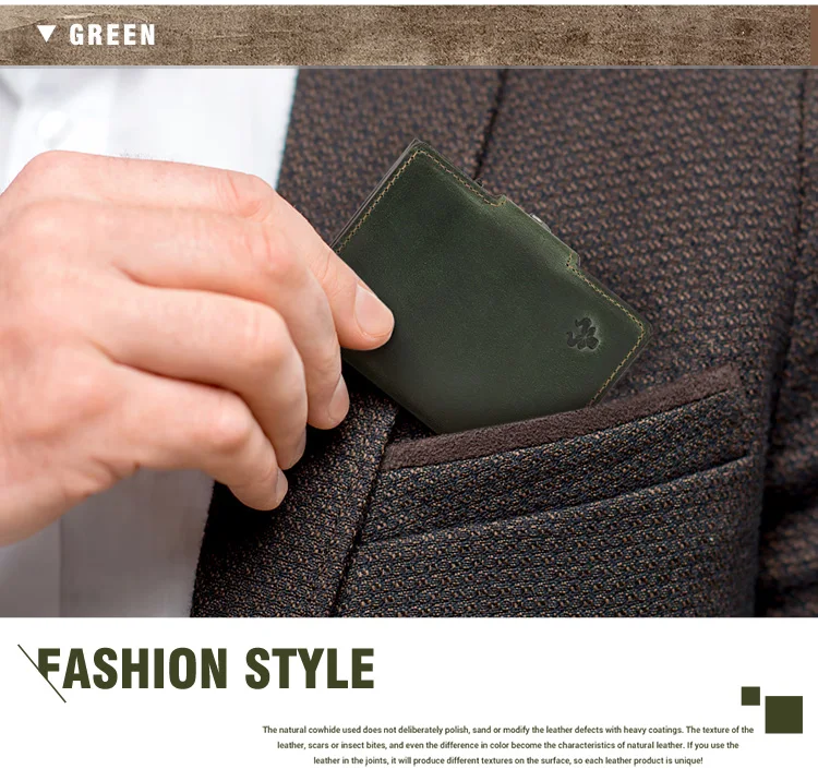 HUMERPAUL Herren-Kartenhalter mit Geldfach, Crazy Horse-Leder, Pop-Up, minimalistische Geldbörse, RFID-blockierendes, schlankes Bankkartenetui aus Metall – Detail 19