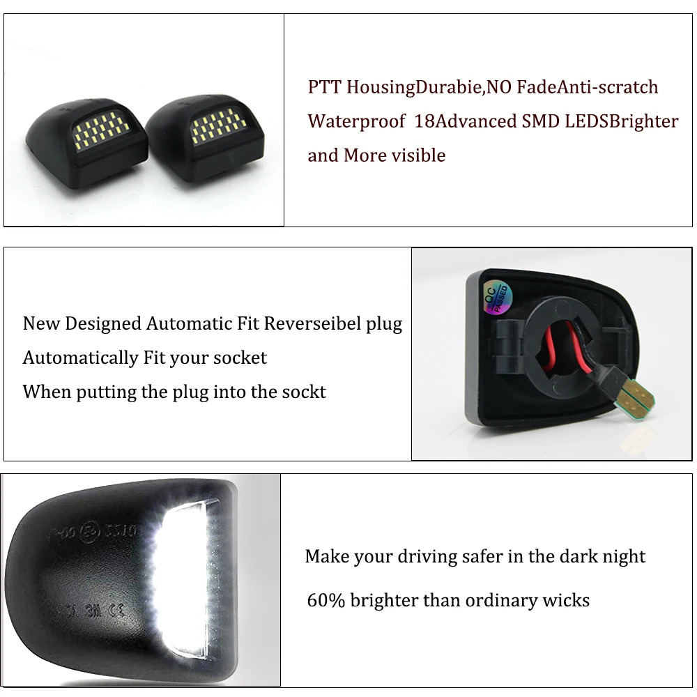 For Chevrolet Silverado/GMC Sierra Yukon/Cadillac Escalade 2Pcs Ultra Bright LED License Plate Lights