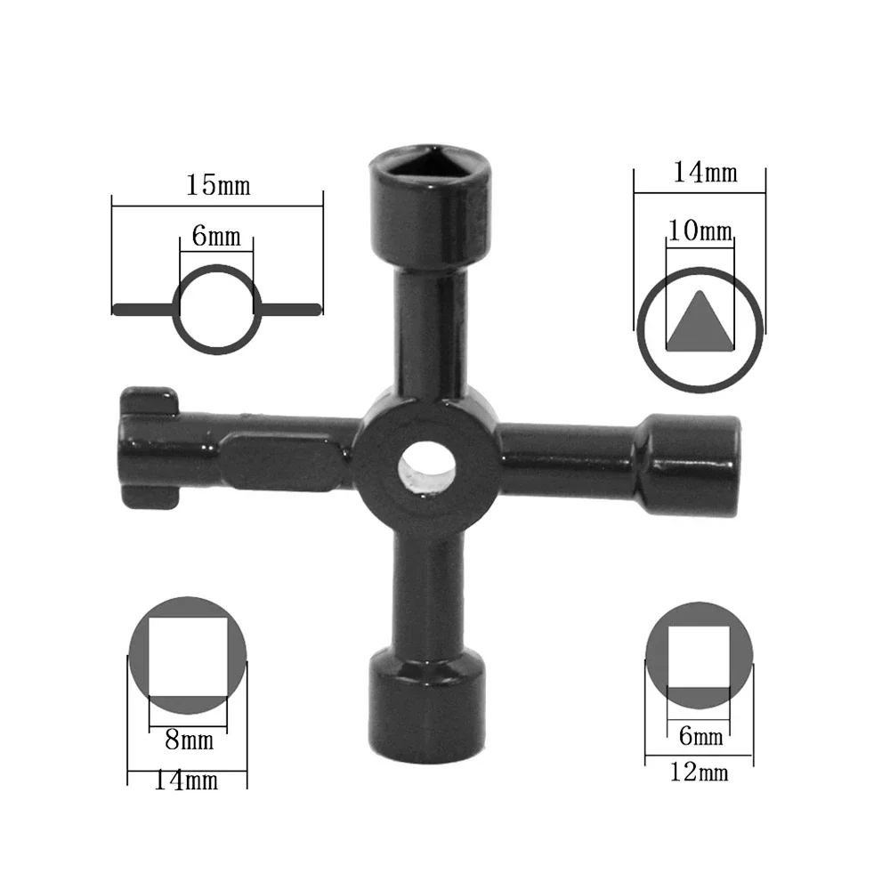 Krachtige-Cruz Triângulo Chave, 4 Way Universal Chave Ferramenta para Trem, Elevador Elétrico, Gabinete Válvula Triângulo Liga