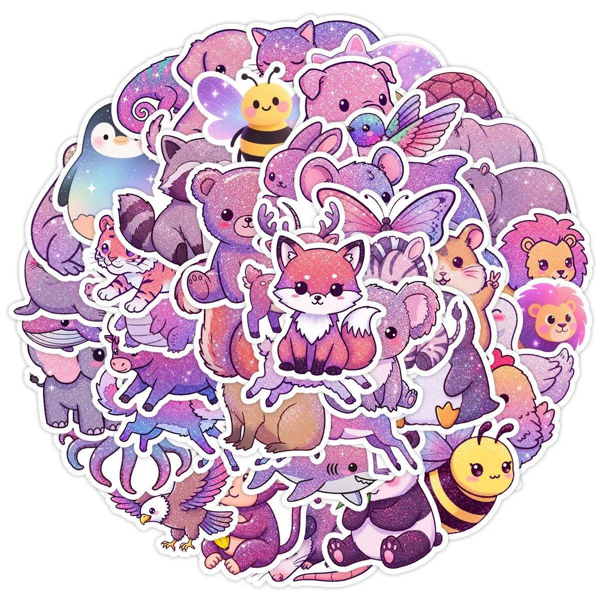 

10/30/50PCS Cartoon Cute Shiny Animal Stickers Funny Puppy Kitten Doodle Decal Children's Toy Gifts for Notebook Refrigerator