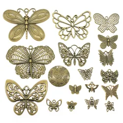 WYSIWYG 40g Antique Bronze Color Zinc Alloy Random Mix Styles Butterfly Charms DIY Handmade Craft For Jewelry Making