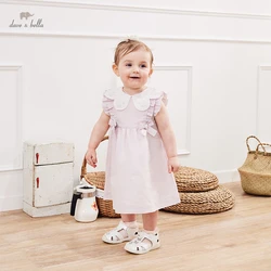 DB2221898 dave bella summer baby girls cute bow floral embroidery dress fashion party dress kids girl infant lolita clothes