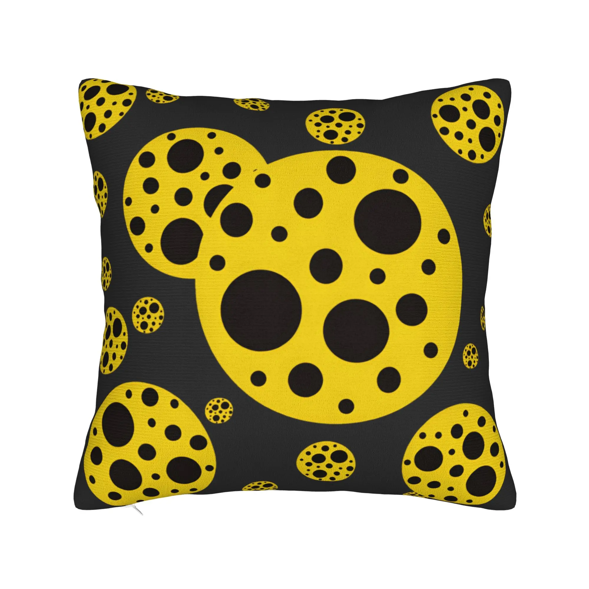 Yayoi K-Kusama yellow and black polka dot Pillow Case  Soft Pillow Cover For Sofa Car Home Decor Cute Funny Pillowcases