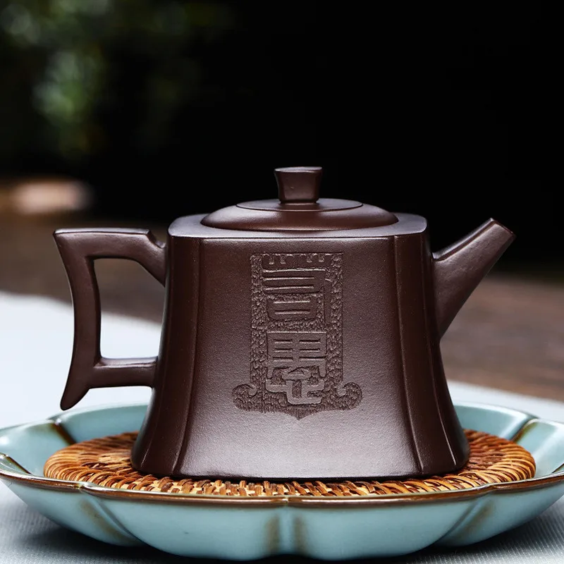 

Handmade Boutique Teaware Yixing Dahongpao Tea Pot Square Purple Clay Filter Teapot Beauty Kettle Raw Ore Customized Gifts 200ml