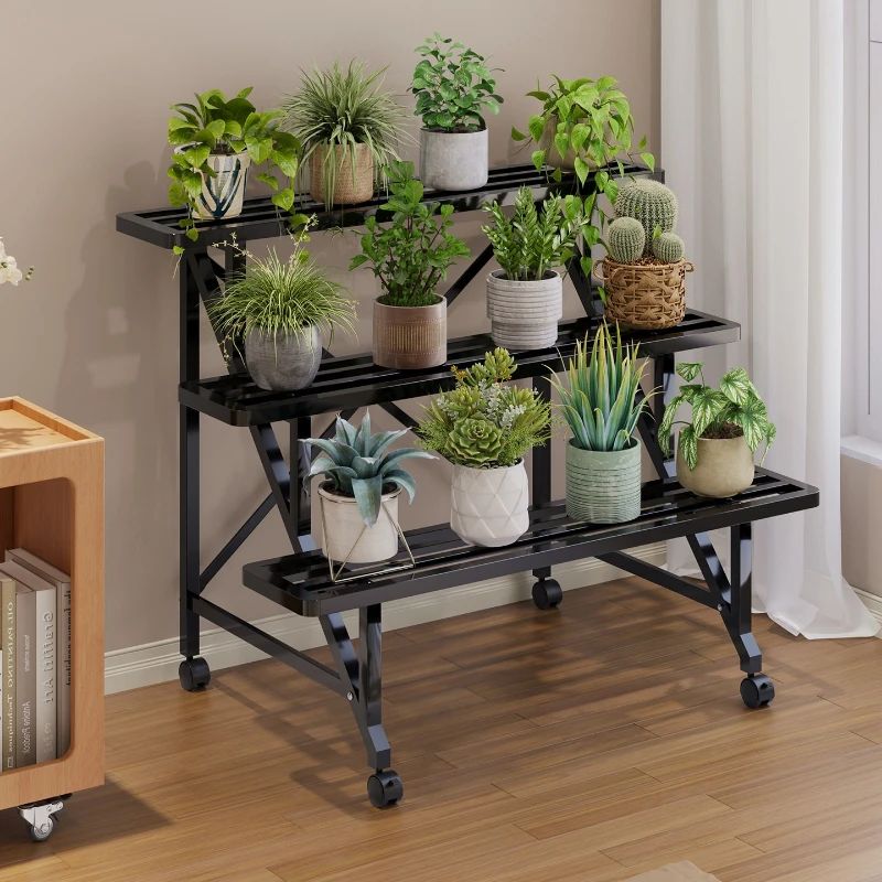 movable outdoor plant stand Balcony storage stepped living room flower stand indoor corner estanterias de exhibición furniture