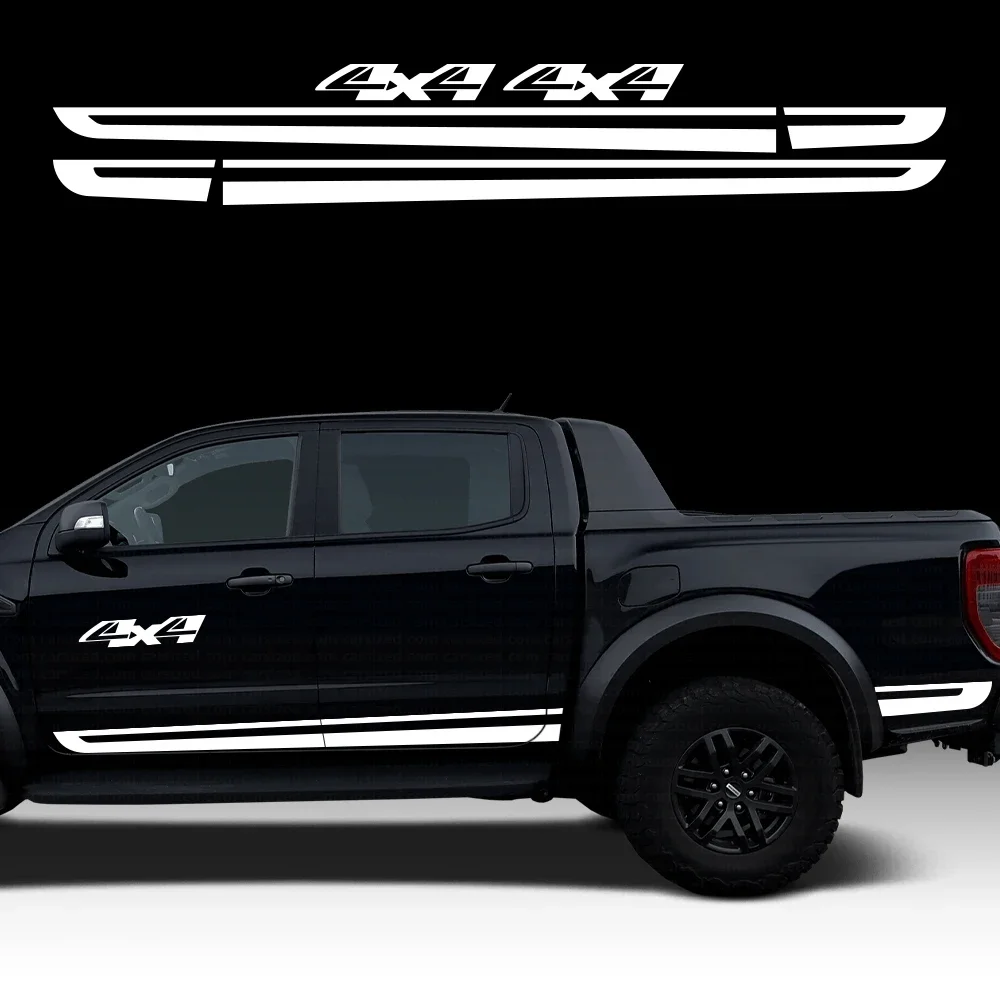 

2pcs Car Body Door Side Sticker Sport Stripes 4X4 OFF ROAD Accessories Pickup Trunk Car DIY Viny Decals For Ford Ranger Wildtrak