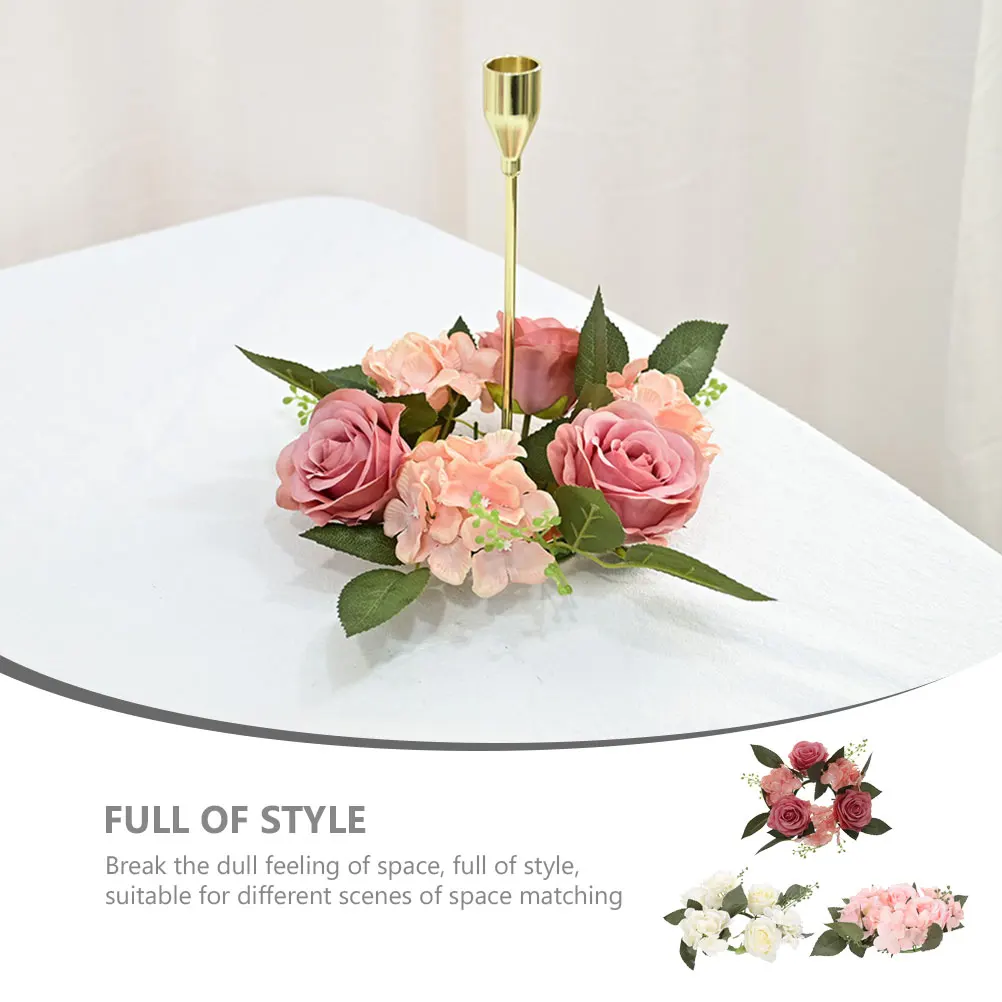 

3 Pcs Artificial Rose Wreath Rings Floral Decor White Home Wedding Party Christmas Thanksgiving