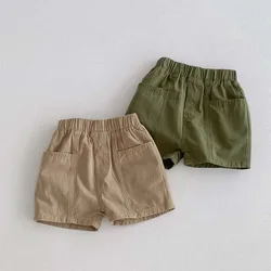 MILANCEL 2024 Summer New Kid's Loose Shorts Boys Solid Color Tooling Shorts Korean Girls' Casual Cotton Pants 1-6Y