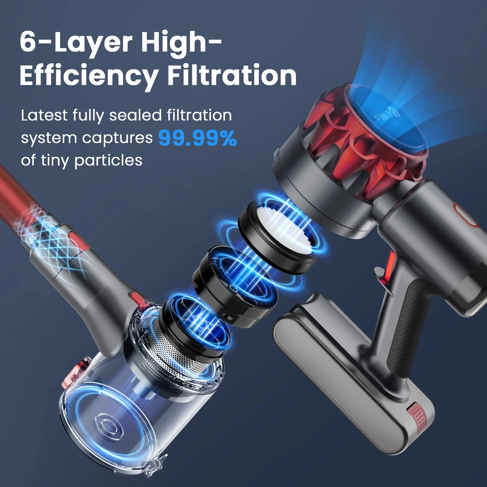 INSE S3 Cordless Vacuum Cleaner 30Kpa 55Mins Running Time Wireless Hand Vacuum Cleaner with Touchscreen for Home Pet Hair Carpet