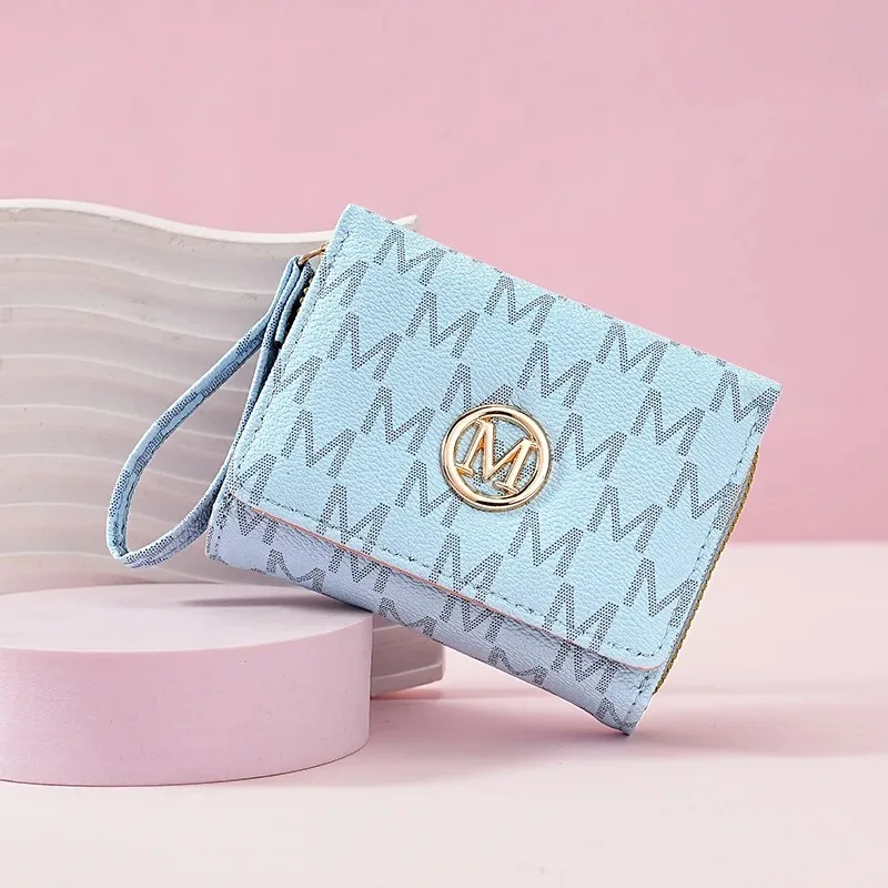 Threefold Zipper Wallet with Letter Pattern, Stylish Multi Color Card Holders & Wrist Straps, Purse for Women Chic Everyday Use* view 6