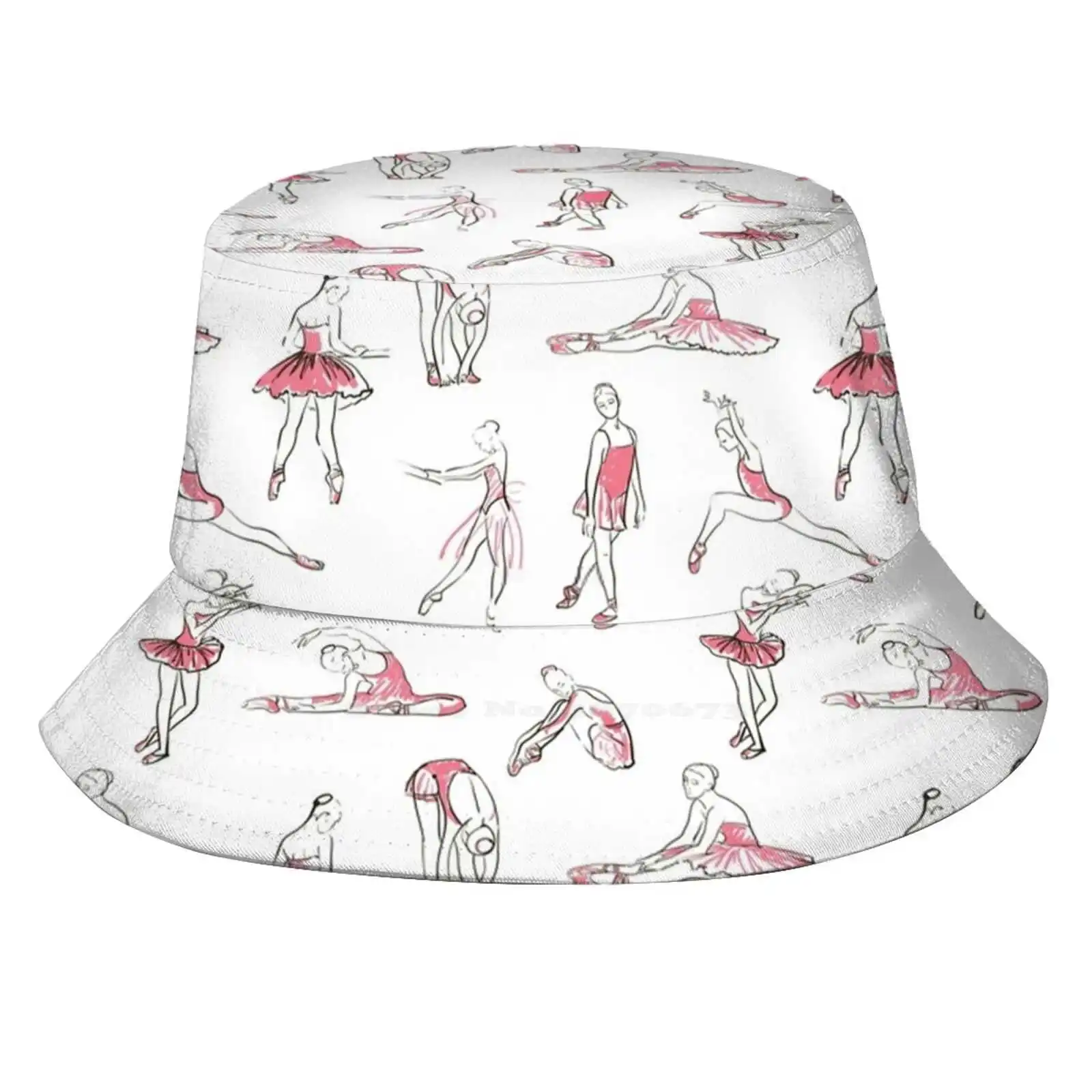 Ballerina Standing In A Pose Seamless Pattern Women Men Fisherman Hats Bucket Caps Vector Ballet Dancer Woman Beautiful