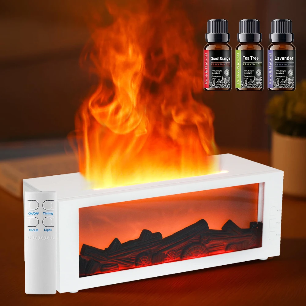 300ml Fireplace Flame Diffuser Remote Control, 7 Soothing Colors, Timer & Auto-Off for Home Aromatherapy, Unique Christmas or H