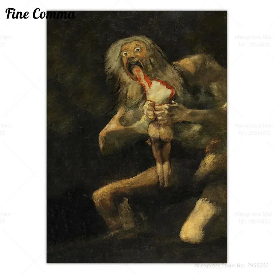 Saturn Devouring His Son Francisco Goya Vintage, Print Art Canvas Poster,Living Room Decor, Home Wall Picture