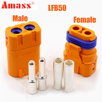 Original Amass LFB50-F/M Waterproof Copper Silver Plated Wire Crimp Battery DC Crown Spring Plug