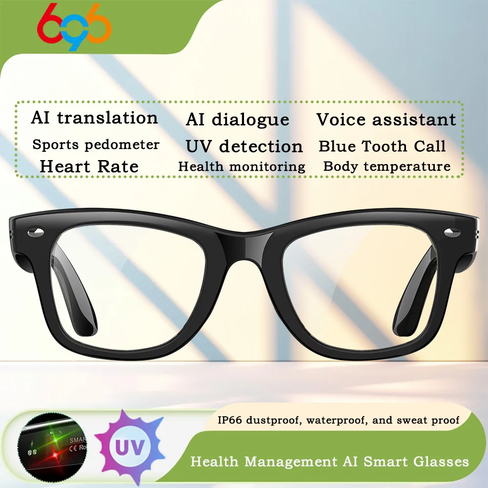 

2025 Heart Rate Body Temperature Health AI Intelligent Glasses AI Translation UV Detection Sport Voice Assistant Call Sunglasses