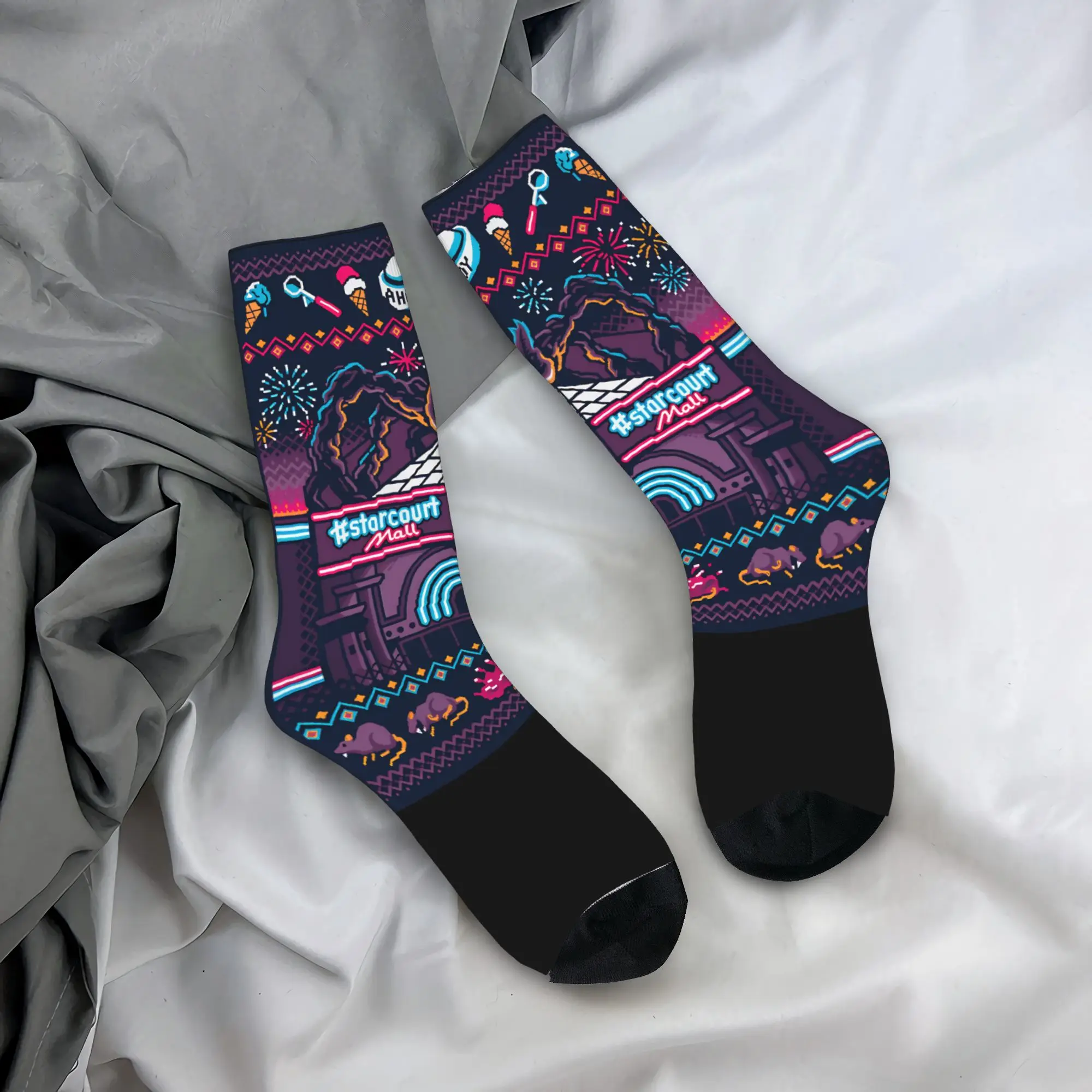 Stranger Alphabet Lights Stockings  Funny Socks Couple Soft Breathable Socks Autumn Outdoor Graphic Anti Bacterial Socks