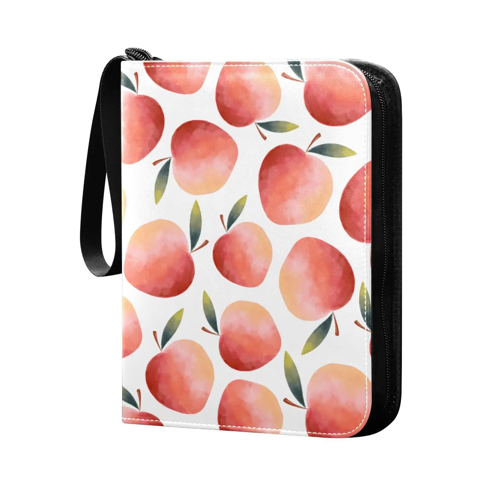 Watercolor Peaches Pink 4 Pocket Card Binder, 400 Double Sided Pocket Album for Sport Game Cards, Unique Card Collection Storage