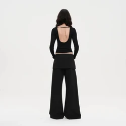 Women The One-strap Open Back Top Black White