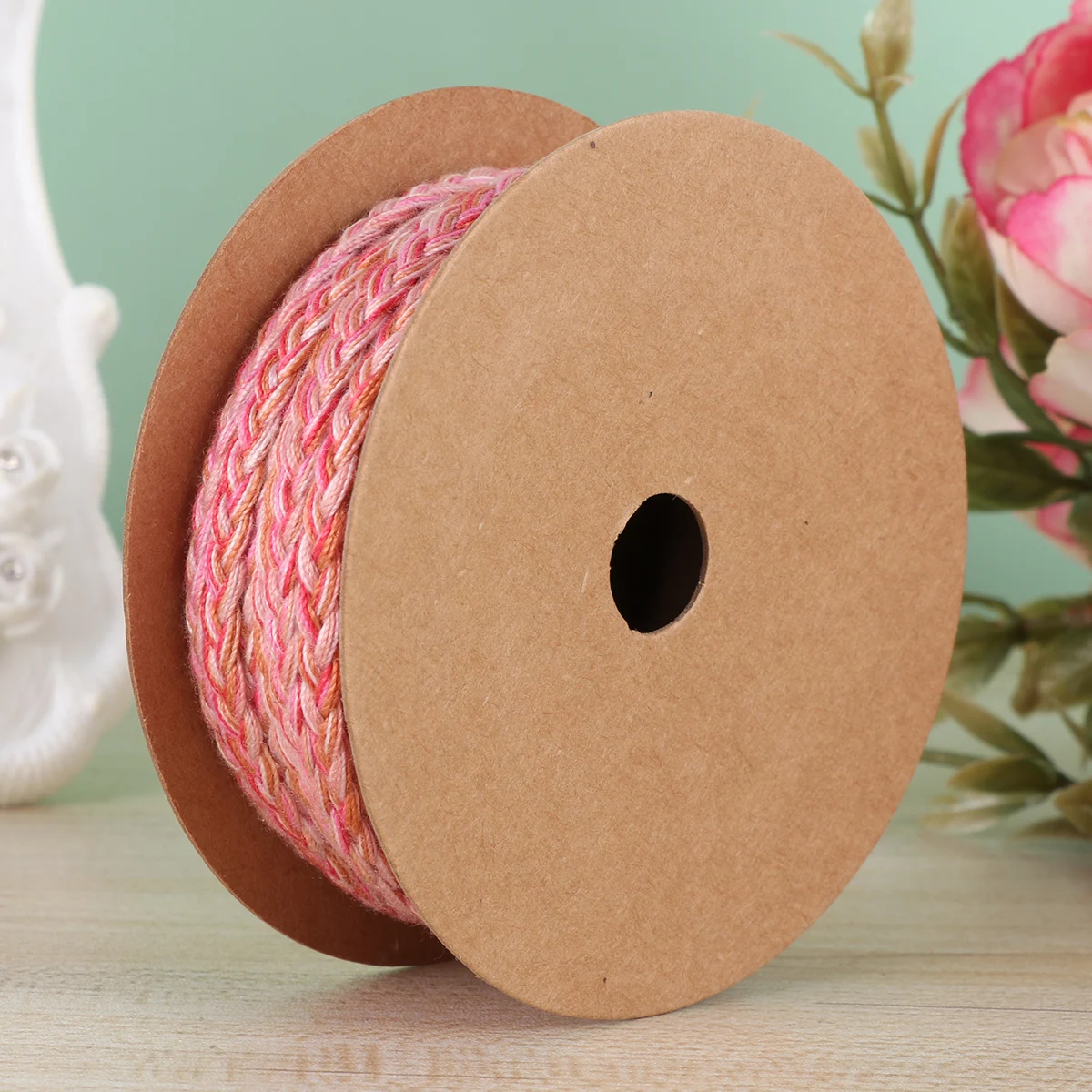 

5M Roll Thick Braided Cotton Rope Multi-Functional Costume Waist Braid Strap For Bag Shoe Decoration (Deep Pink)