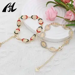 14K gold-plated Alloy Virgin Mary with Rhinestone Custom Religious Bracelet for Women