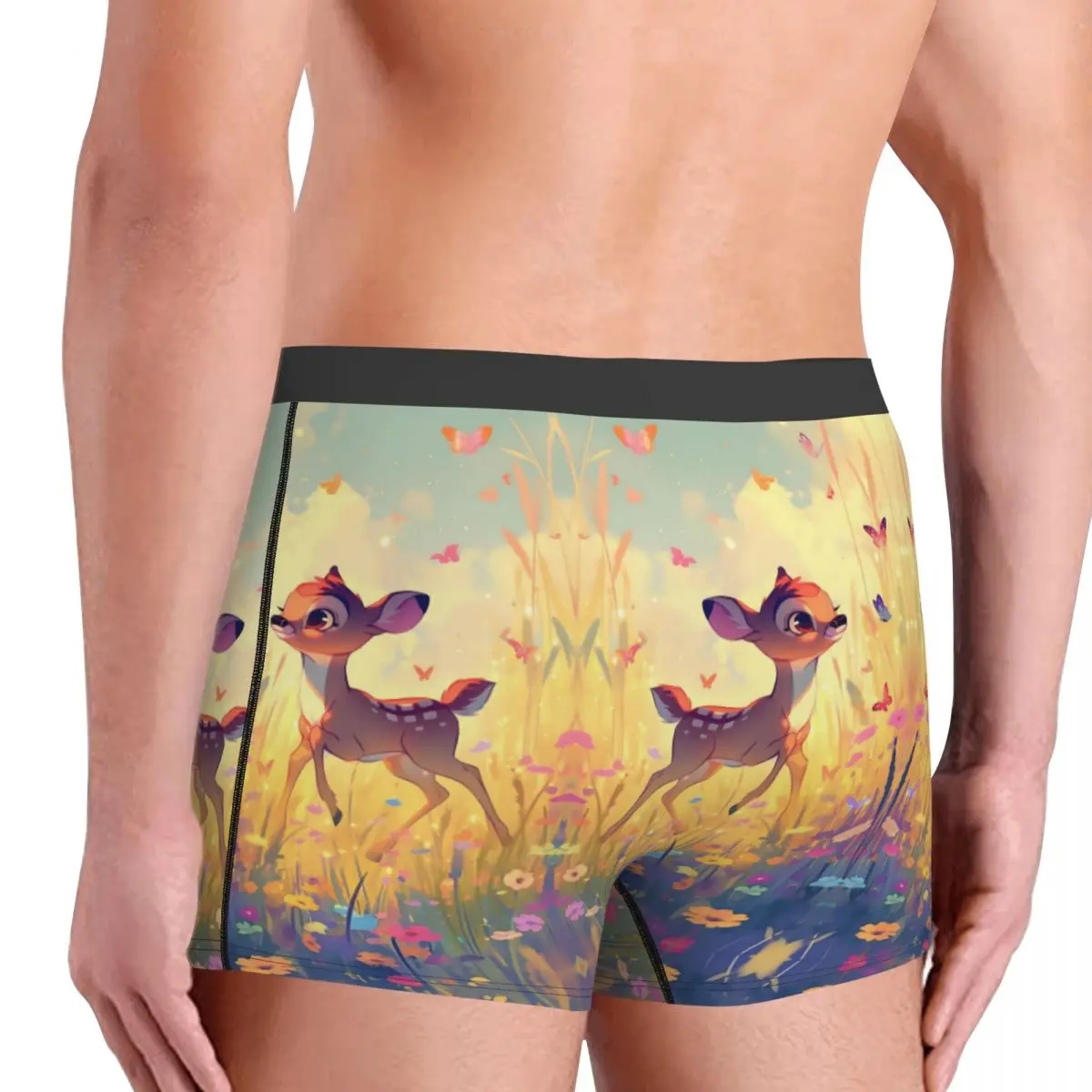 Ropa interior personalizada de ciervo Bambi para hombre, calzoncillos Boxer elásticos con estampado clásico de animales, pantalones cortos, bragas suaves para hombre