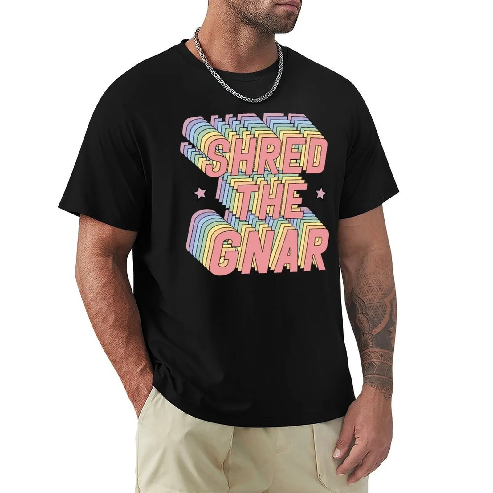 Shred the Gnar Snowboarding Surfing Rainbow Pastel T-Shirt t shirts with prints T-Shirt
