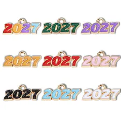 20pcs New Enamel Year 2025 2026 Charm for Necklace Pendant Keychain Pendant Diy Jewelry Making Craft Materials 9*18mm W344