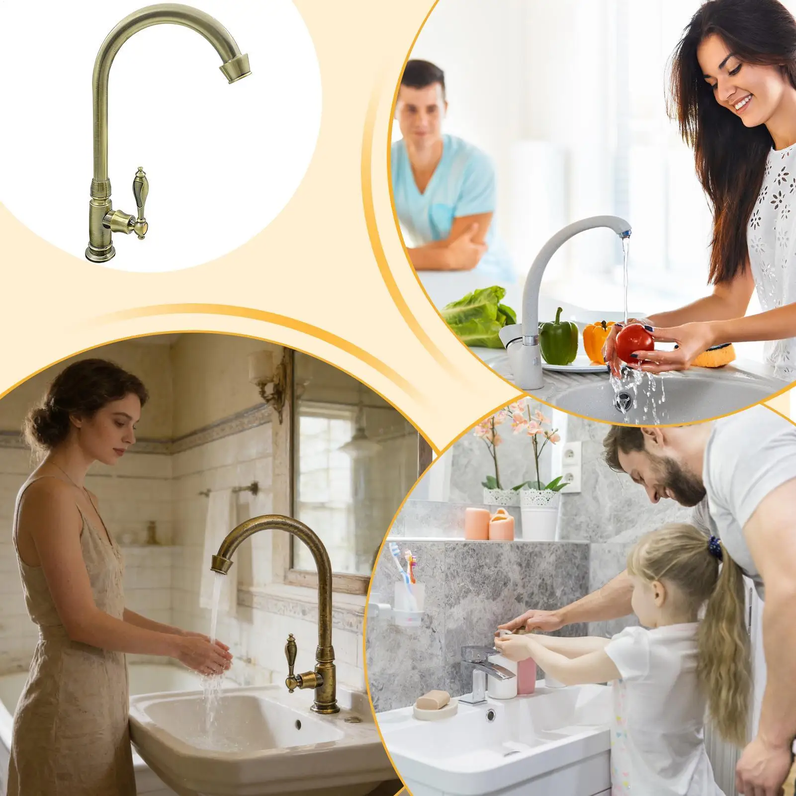 

Faucet For Bathroom Sink Rotating Kitchen Taps Bar Sink Faucet For Outdoor Garden Counter Laundry Balcony Lavatory Vanity