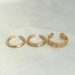 3pcs Gold Plated Dazzling Zircon Toe Ring for Women Girls Classic Adjustable Fashion Summer Beach Foot Jewelry