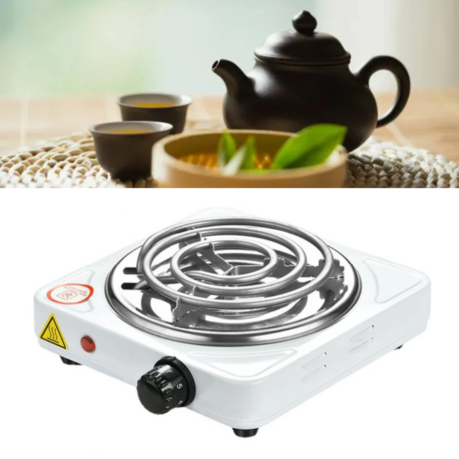 Electric Single Burner 1000W Coil Cooktop White Overheat Protection Adjustable Versatile Portable Electric Stove for Kitche image 3