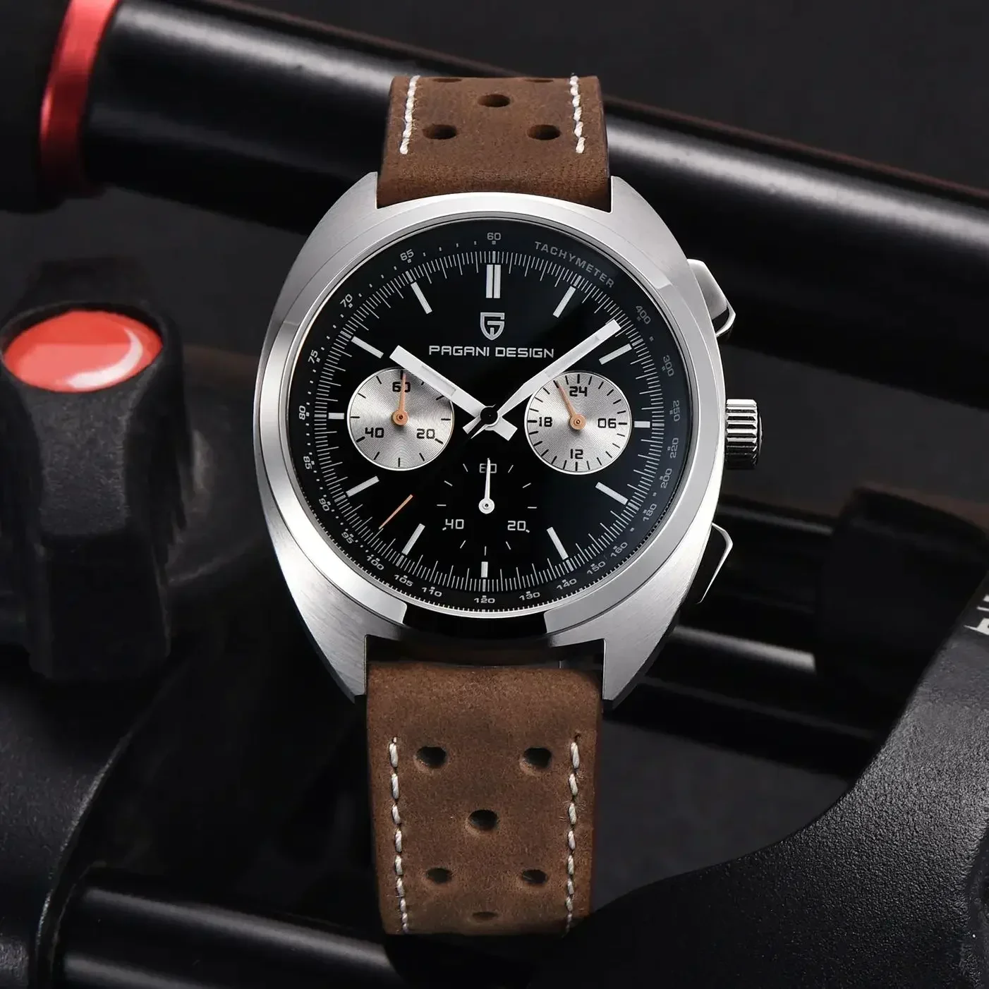 PAGANI DESIGN Men's Watches 2024 New Panda Dial Pilot Quartz Watch Men VK63 Movt Sport Multifunction Chronograph Wristwatch Men