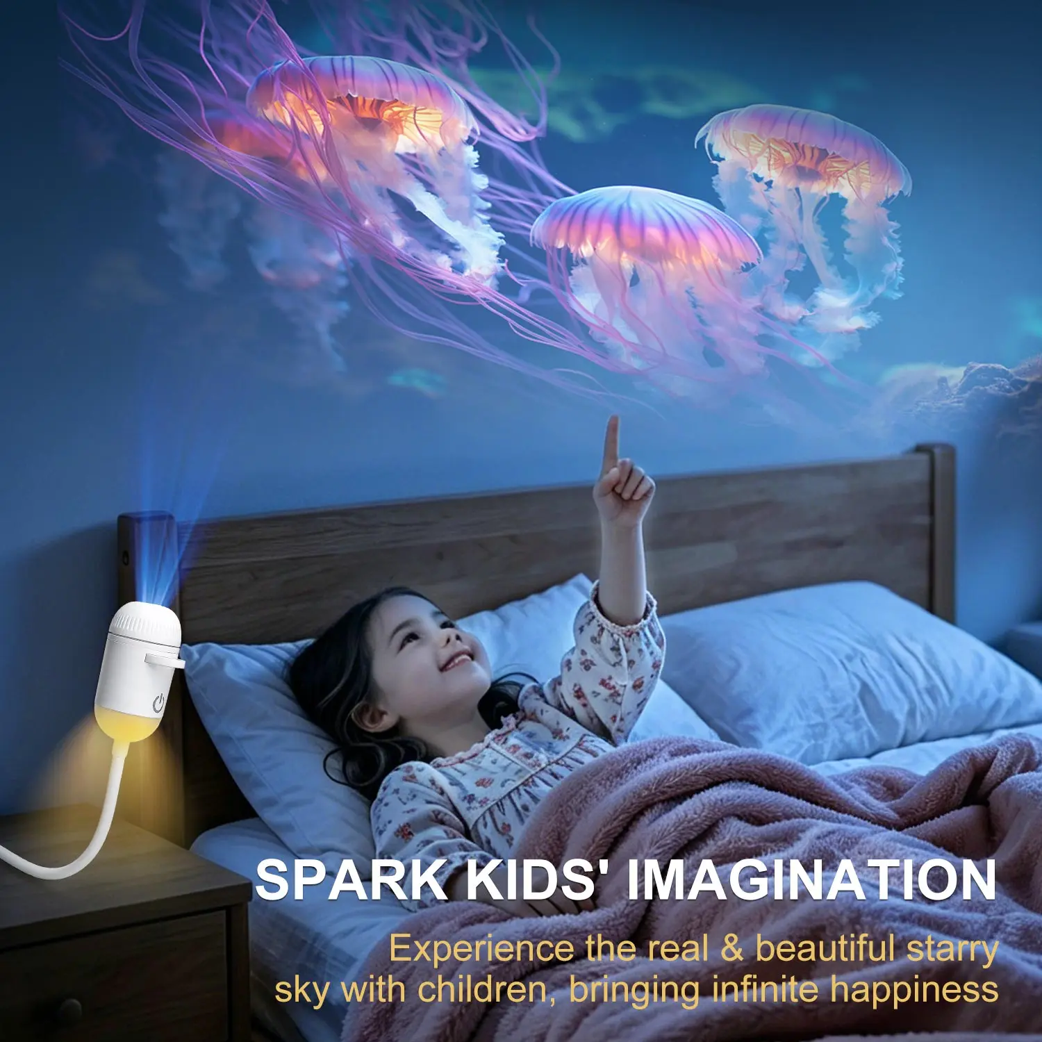 USB Mini Galaxy Projector Night Light, 2-in-1 Starry Sky Ambient Lamp with Replaceable Films, Home Car Decor Gift for Adults Kid