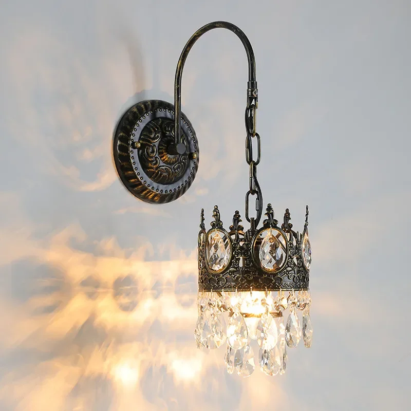 French Retro Wall Lamp Creative Bedside Light Luxury Staircase Living Room Background Decoration Modern Bedroom Sconce