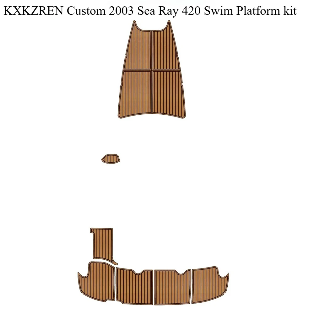 

KXKZREN Custom 2003 Sea Ray 420 Swim Platform Kit for Boat EVA Foam Decking Sheet Yacht Self-adhesive Faux Teak Flooring Pad