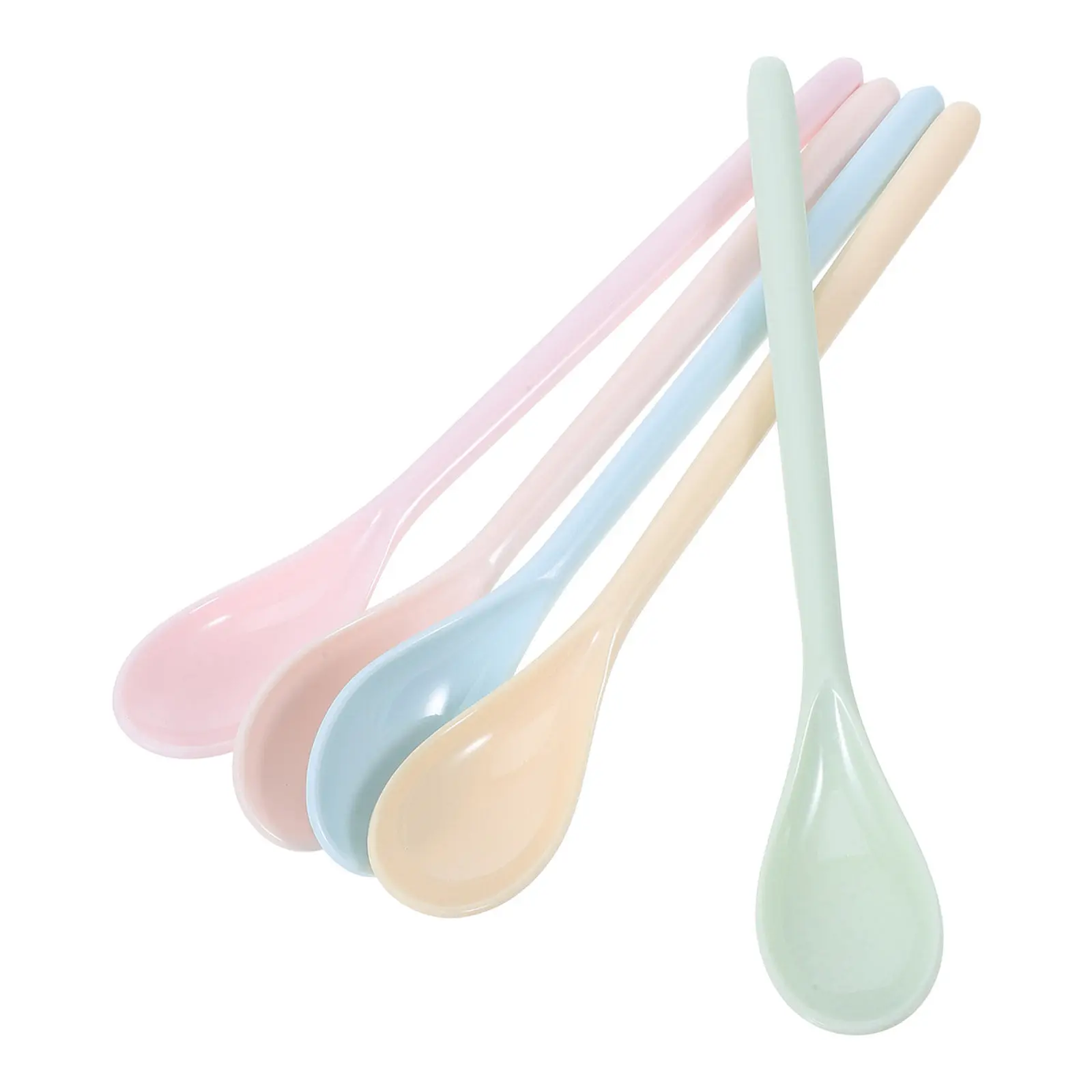 

Набор из 5 ударопрочных детских ложек с длинной ручкой, пластиковые ложки для подачи еды для детей, для дома, детского сада, для размешивания супов, джемов, кофе