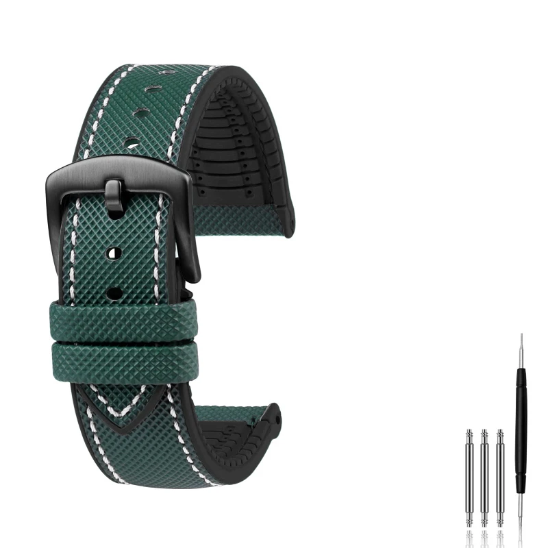 20/21/22/23/24 mm neues Design Hybrid FKM Uhrenarmband Unisex Fluorkautschuk Armband FPM Soft Strap für jede Marke wasserdichte Uhr