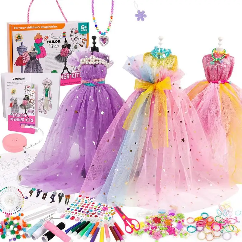 Fashion Design Kit For Girls 345pcs Girls Embroidery Kit Sewing DIY Basic Reusable Kit For Creativity DIY Arts Learning Crafts