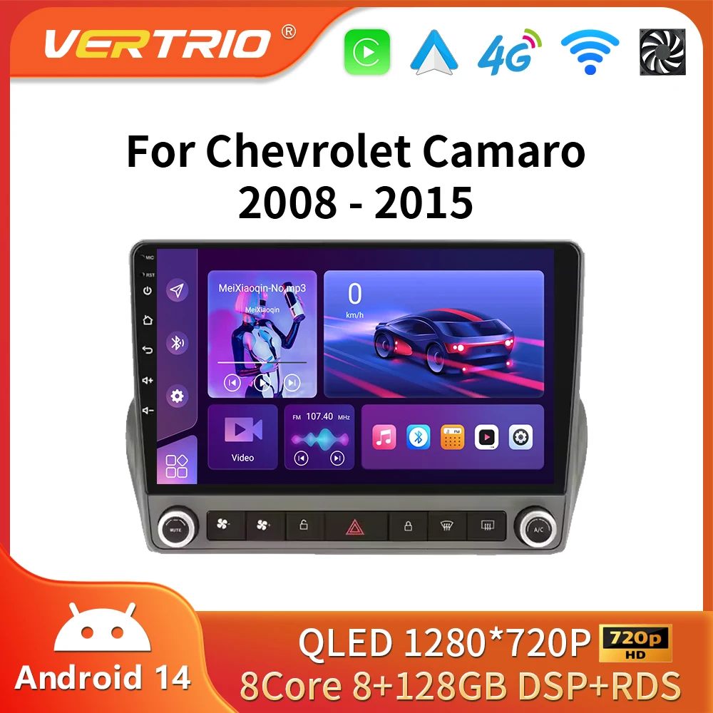 Android 16 para Chevrolet Camaro 2008-2015 Carplay Auto Radio Estéreo reproductor Multimedia navegación GPS 2din DVD 4G WIFI BT QLET