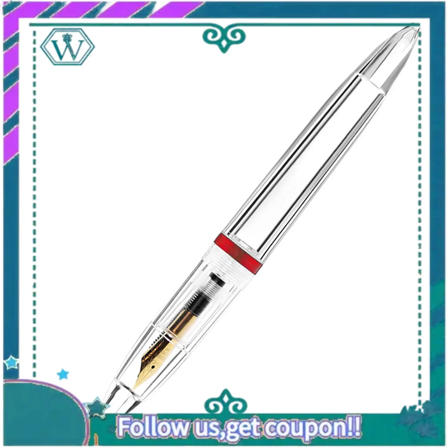 

A75Q-2X 0.5Mm Nib Fountain Pen With Eyedropper High Capacity Transparent Pens Office School Rose Gold & Red