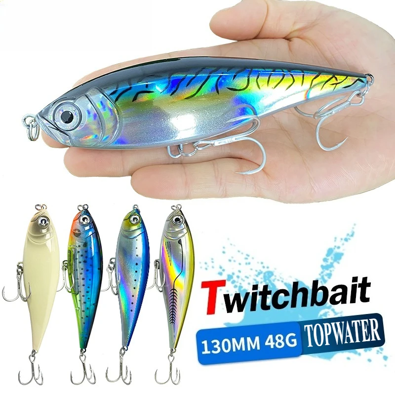 

3D Inshore Twitch Bait Fishing Lures Saltwater Trout Lure 130mm 48g Long-range Bait Pencil Pesca Casting Bass Minnow Wobblers