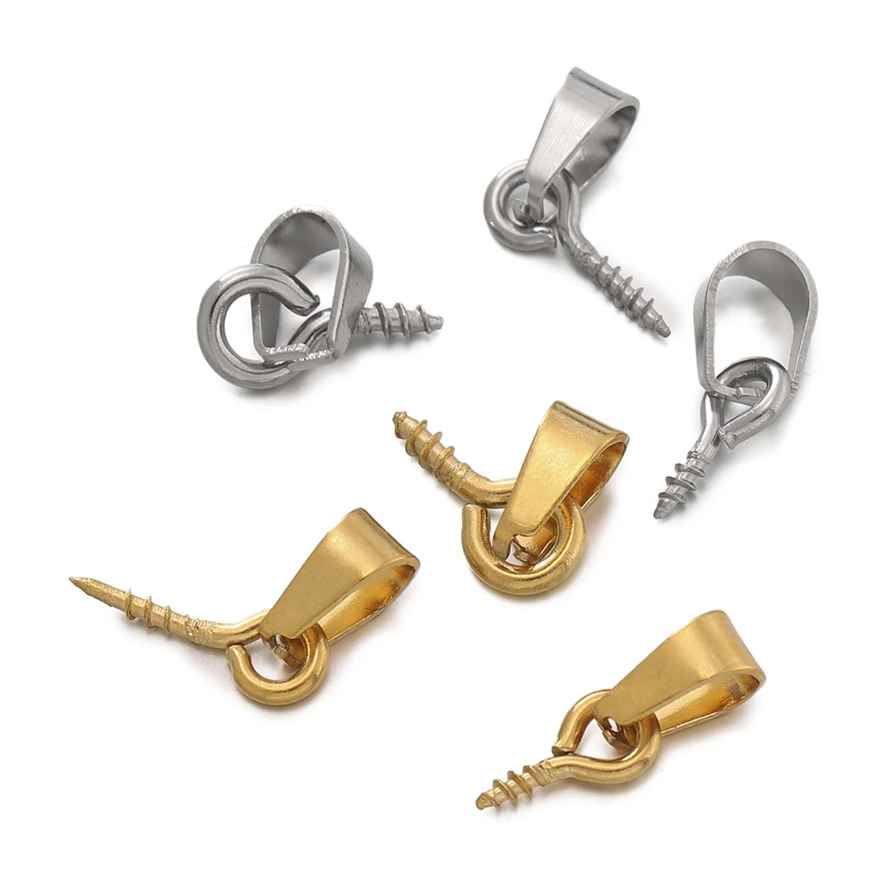 

20pcs Stainless Steel Screw Eye Pins Bail Top Drilled Beads End Pendant Charms Connectors Dangle Charm for DIY Jewelry Making