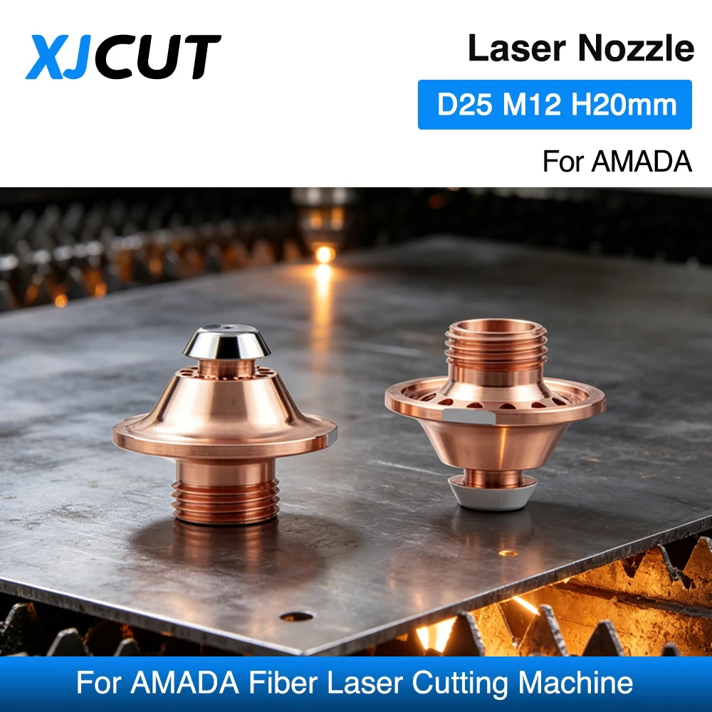 XJCUT 10Pcs/Lot AMADA Laser Cutting Nozzle D25 M12 H20 For Carbon Steel Cutting Single Double Chrome Plated Layer 0-1.5KW