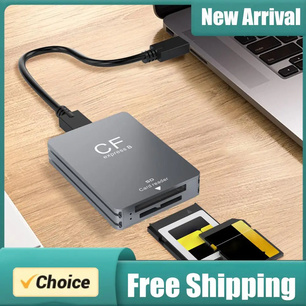 

Устройство для чтения карт памяти 2 в 1 CFexpress Type B и SD, адаптер для карт CFexpress, USB 3.2, 10 Гбит/с, поддержка двух слотов, совместимость с Android/Windows/OS для SLR-камер