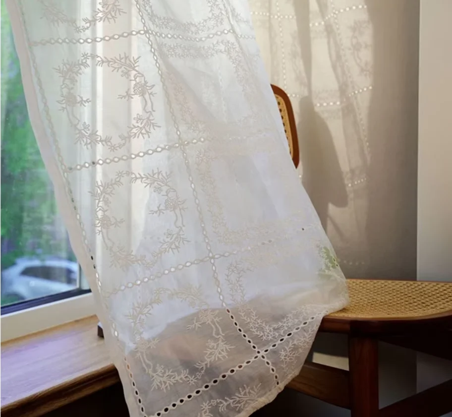 Window Curtains Nordic Style White Lace Door Curtain For Home Decor Doorway Solid Decorative Accessories