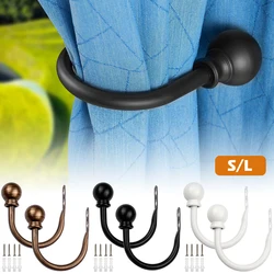 2Pcs Retro Curtain Holdbacks U Shaped Curtain Hooks Holder Accesories Decorative Wall Mounted Drapery Holdbacks Clip with Screw