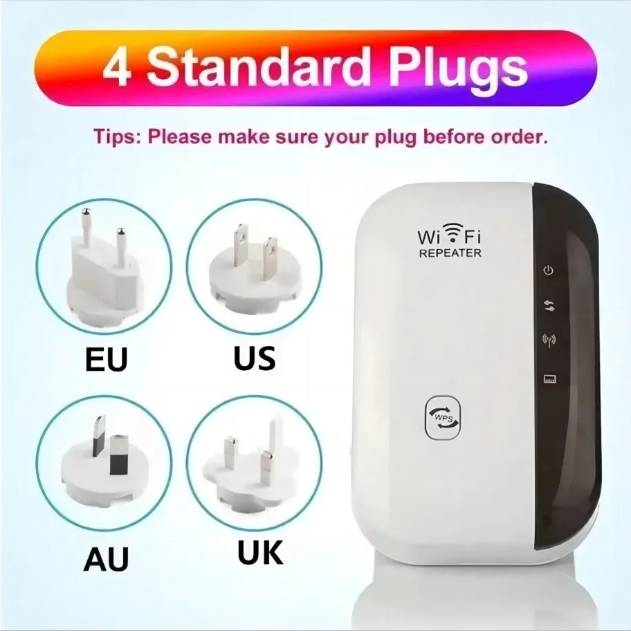 Wireless WiFi Range Extender 300M Signal Booster Repeater Network Amplifier Compatible with Most Routers EU US Plug