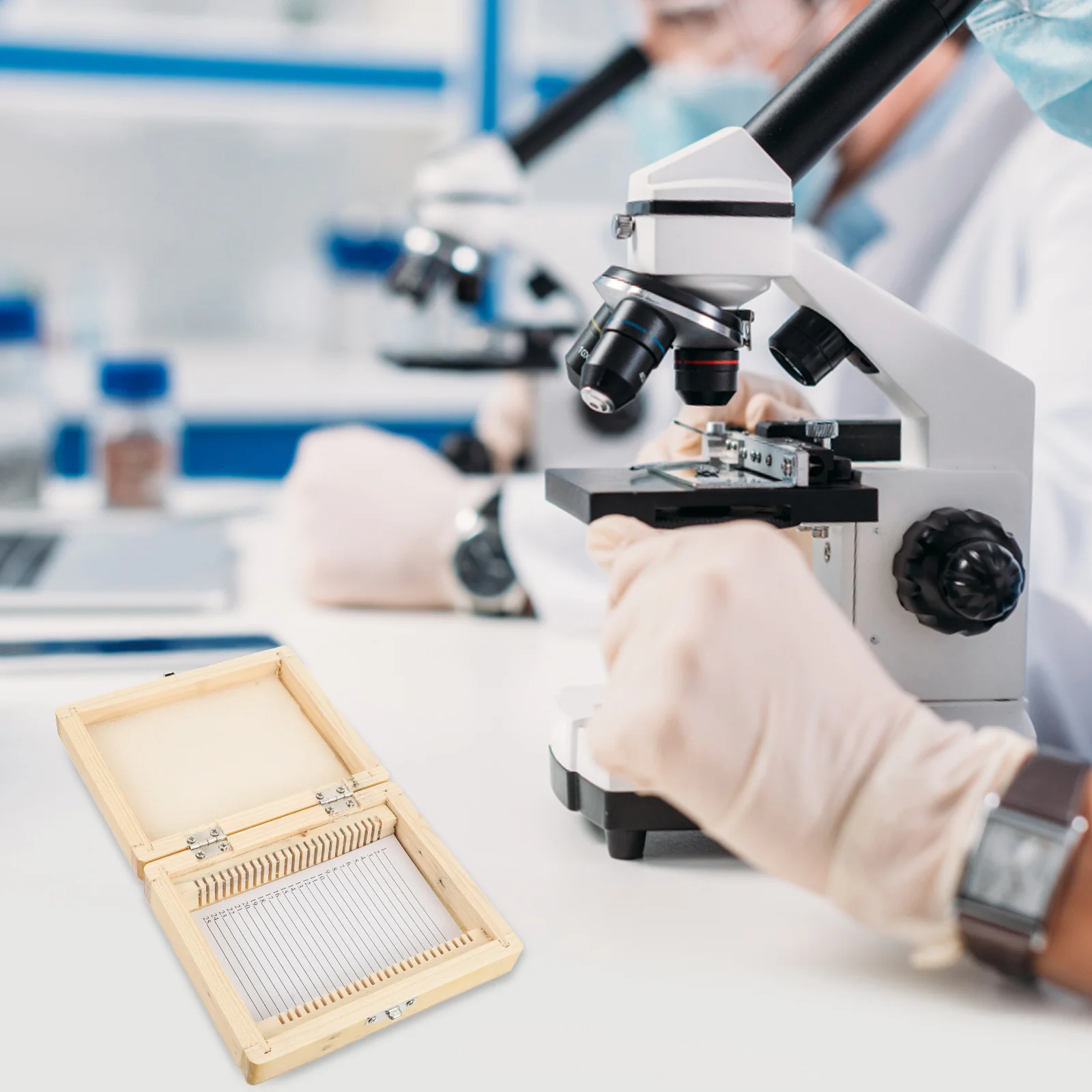 

Premium Wooden Box Storage Box 120 Slots Specimen Case Slide Storage Container Lab Practical Slide Holder Container