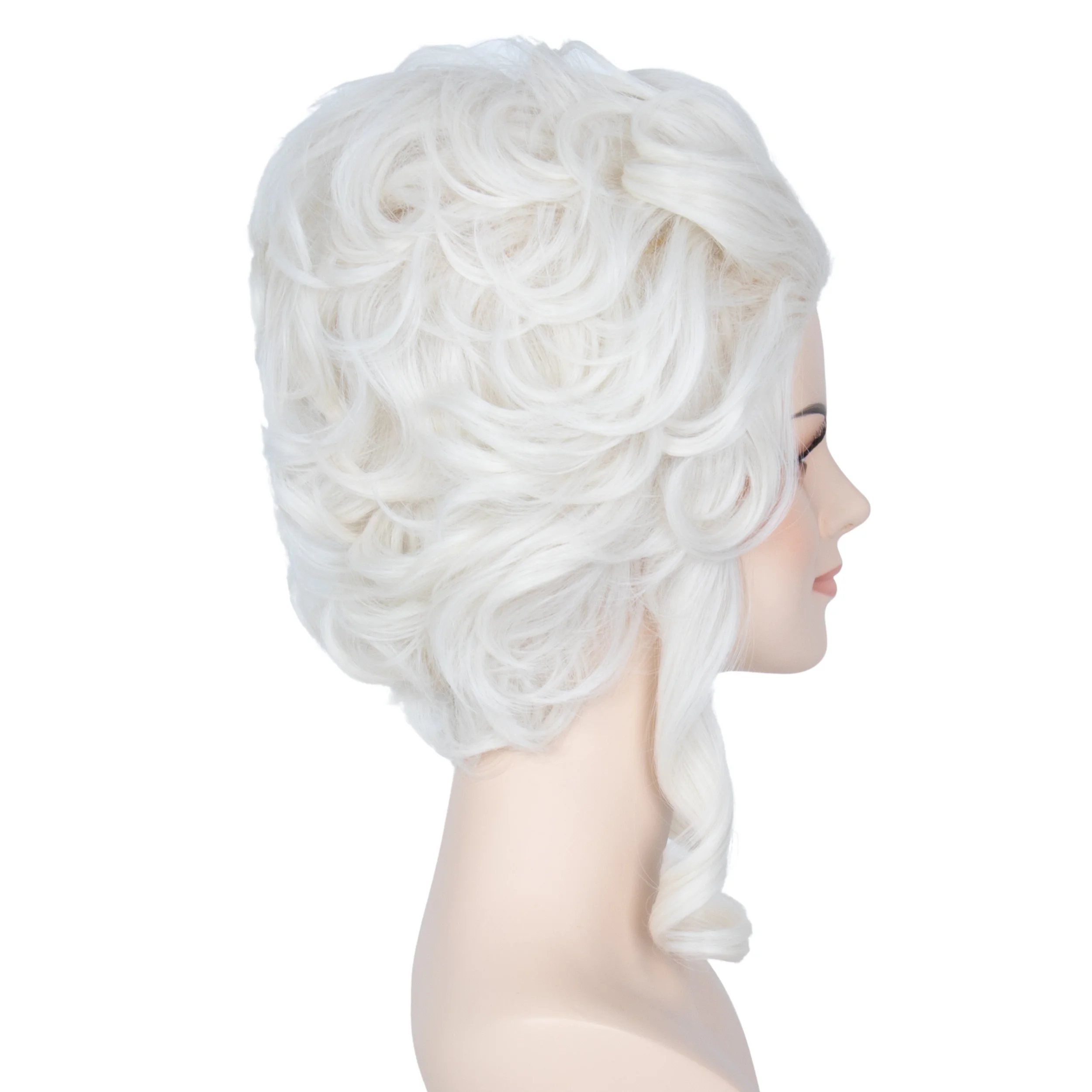 Miss U Hair Short Curly Platinum White Wig Victorian Wig Baroque 18th Century Wig Women Queen Halloween Cosplay