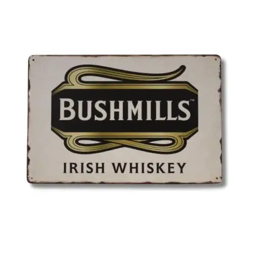 Letrero Metálico de Whisky Bushmills, Decoración Vintage para Bar o Pub Irlandés